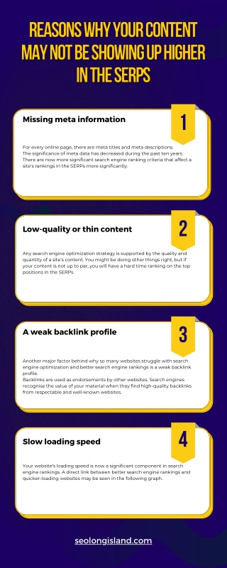 Reasons why your content may not be showing up higher in the SERPs