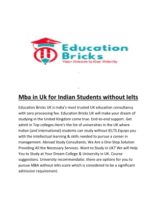 Mba in Uk for Indian Students without Ielts