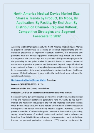 North America Medical Device Market Size, Share & Trends by Product, By Mode, By