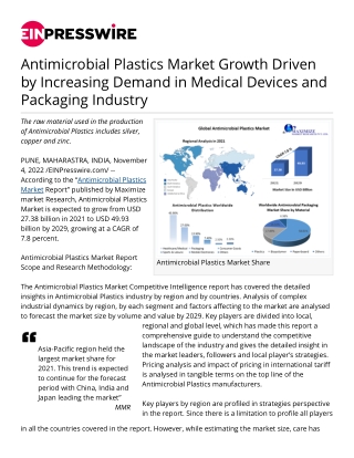 EINPresswire-599494923-antimicrobial-plastics-market-growth-driven-by-increasing-demand-in-medical-devices-and-packaging
