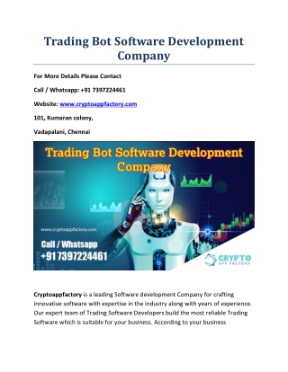 Trading Bot Software Development Company