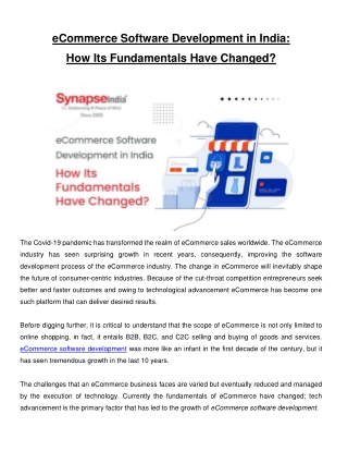 eCommerce Software Development In India_ How Its Fundamentals Have Changed - PDF