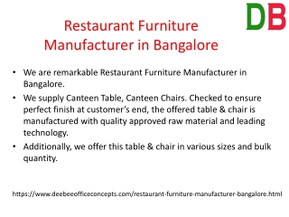 Restaurant Furniture Manufacturer in Bangalore