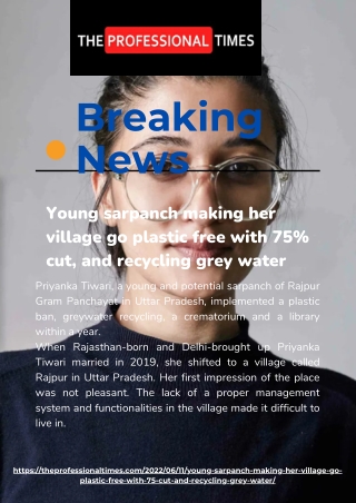 Young sarpanch making her village go plastic free with 75 cut and recycling grey water