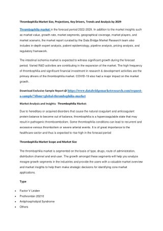 Thrombophilia Market Size, Projections, Key Drivers, Trends and Analysis by 2029