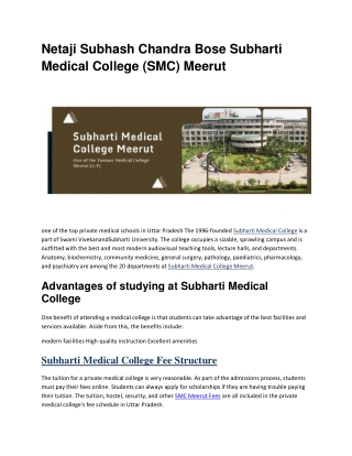 Netaji Subhash Chandra Bose Subharti Medical College