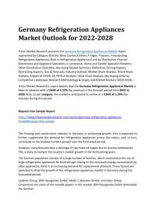 Germany Refrigeration Appliances Market Outlook for 2022-2028