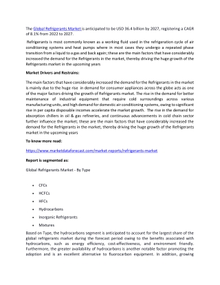 Refrigerant Market