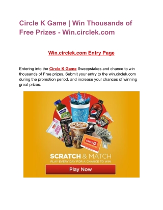 Win Circle K Game - Win One Million Prizes