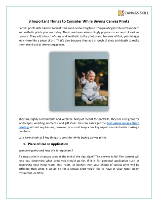 3 Important Things to Consider while Buying Canvas Prints