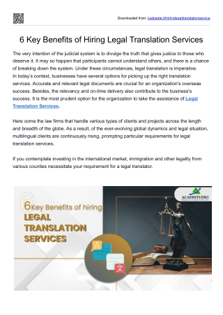 6 Key Benefits of Hiring Legal Translation Services