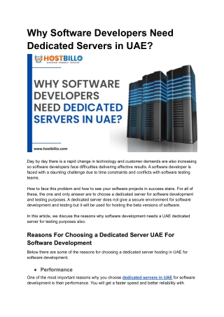 Why Software Development Needs Dedicated Servers in UAE