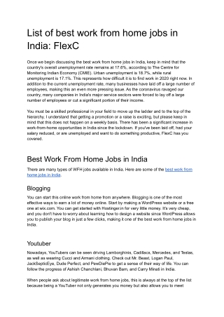 List of best work from home jobs in India - FlexC