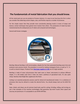 The fundamentals of metal fabrication that you should know