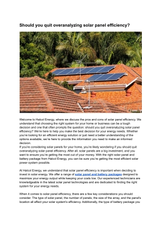 Should you quit overanalyzing solar panel efficiency_
