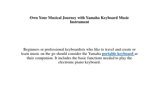 Own Your Musical Journey with Yamaha Keyboard Music Instrument