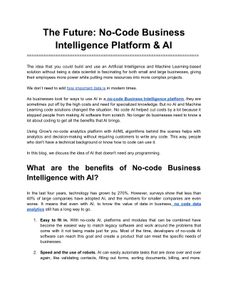 The Future_ No-Code Business Intelligence Platform & AI