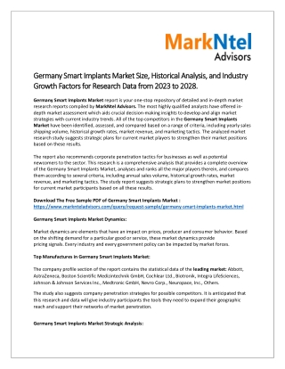 Germany Smart Implants Market Share, Demand and Forecast