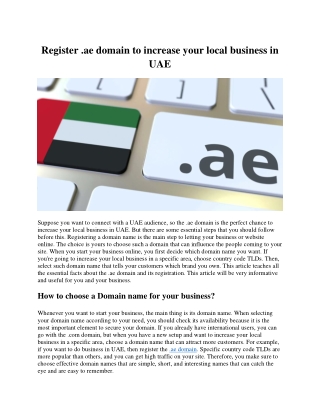 Register .ae domain to increase your local business in UAE