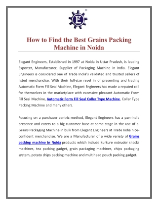 How to Find the Best Grains Packing Machine in Noida