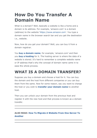 How Do You Transfer A Domain Name