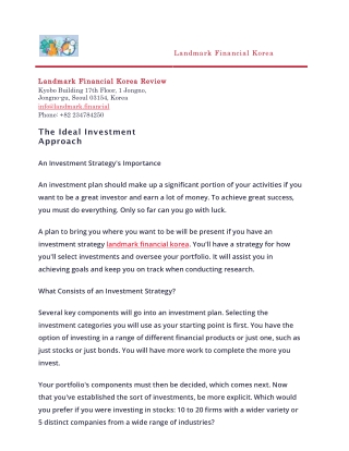 The Ideal Investment Approach