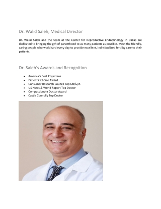 Dr. Walid Saleh, Top Fertility Doctor in Dallas, TX - Center for Reproductive Endocrinology