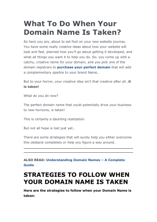 What To Do When Your Domain Name Is Taken