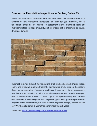 Commercial Foundation Inspections in Denton, Dallas, TX