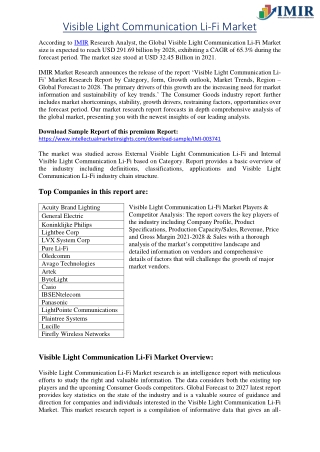Visible Light Communication Li-Fi Market