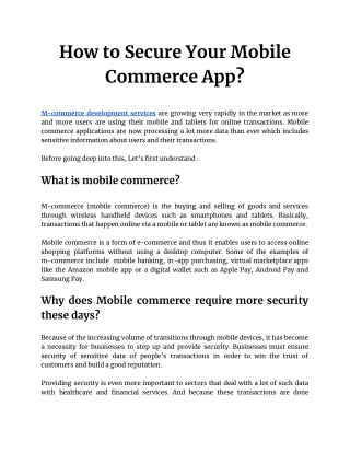 M-commerce development services | ozonesoftsolution