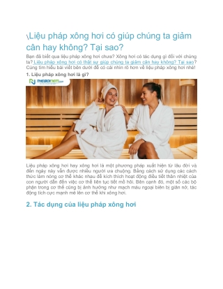 Liệu pháp xông hơi có giúp chúng ta giảm cân hay không? Tại sao?