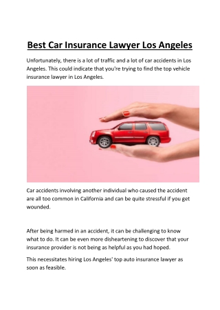 Car Insurance Lawyer Los Angeles