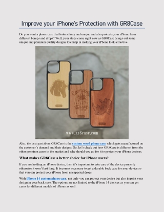 Improve your iPhone’s Protection with GR8Case