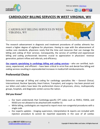 CARDIOLOGY BILLING SERVICES IN WEST VIRGINIA, WV