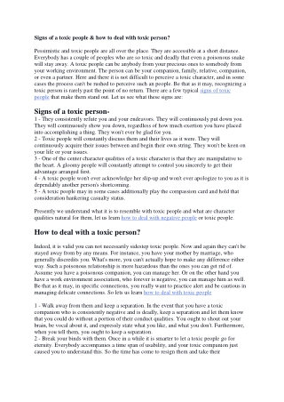 Signs of a toxic people & how to deal with toxic person