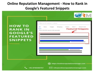 Online Reputation Management - How to Rank in Google’s Featured Snippets