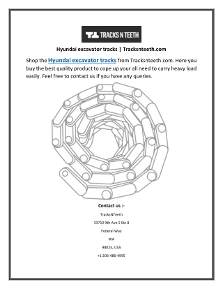 Hyundai excavator tracks  Tracksnteeth