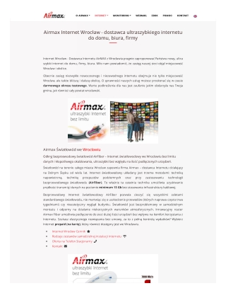 Airmax Internet Wrocław. Światłowód dla domu i biznesu