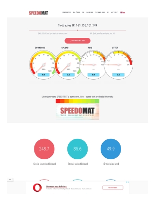 Speed Test SPEEDOMAT - licencjonowany speedtest prędkości internetu