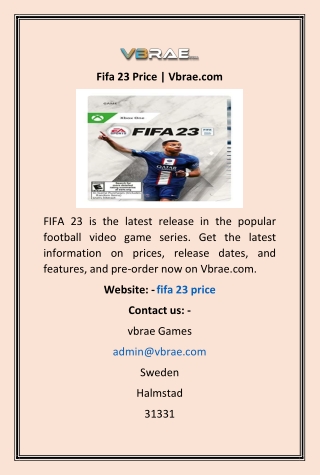 Fifa 23 Price | Vbrae.com