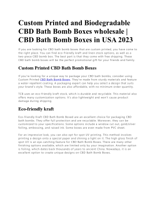 Custom Printed and Biodegradable CBD Bath Bomb Boxes wholesale