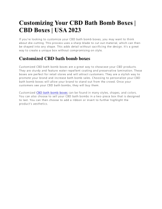 Customizing Your CBD Bath Bomb Boxes