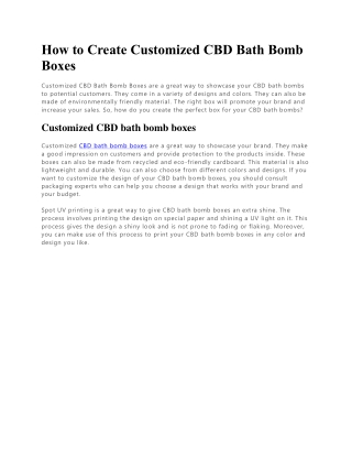 How to Create Customized CBD Bath Bomb Boxes