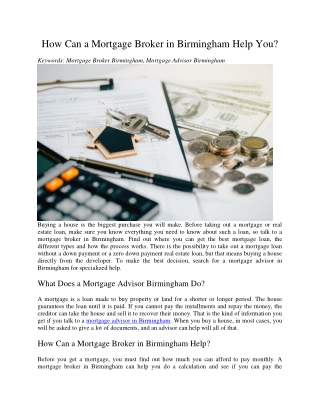 How Can a Mortgage Broker in Birmingham Help You