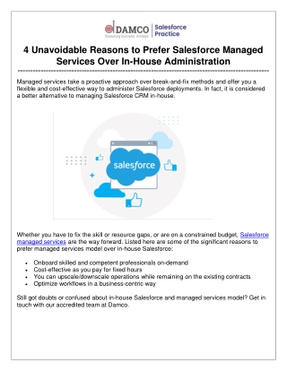 4 Unavoidable Reasons to Prefer Salesforce Managed Services Over In-House Administration