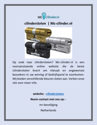 cilindersloten  | Mc-cilinder.nl