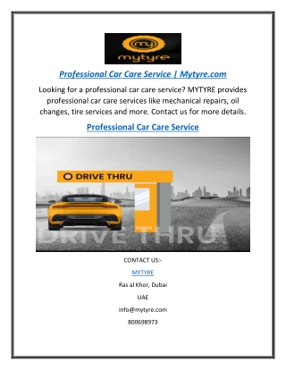 Professional Car Care Service | Mytyre.com