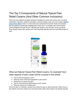 3 Best Ingredients for Topical Pain Relief Creams (And Other Common Inclusions)