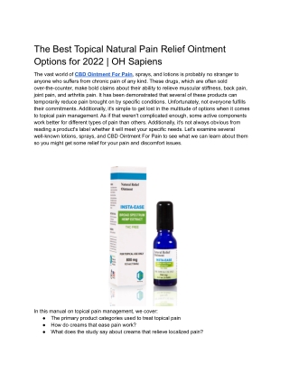 2022 Guide to the Best Topical Pain Relief Treatments